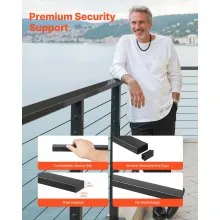 6.5ft Stainless Steel Handrail Rectangular Top Stair Railing for Outdoor