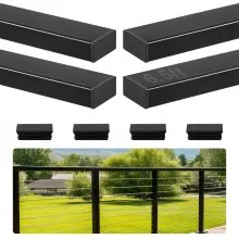 4 Pack 6.5ft Stainless Steel Handrail Rectangular Top Stair Rail for Deck