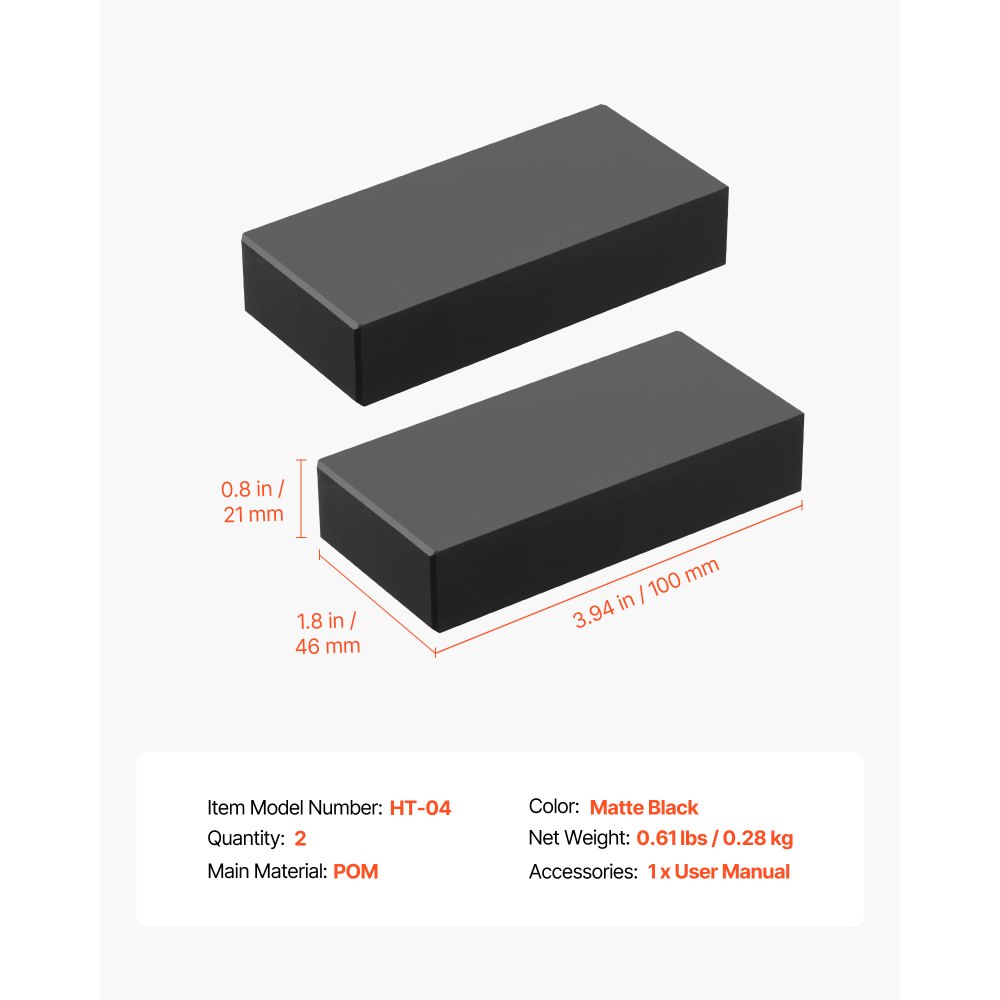 VEVOR 2 Pack Handrail Connectors, Flat Extension Stair Railing Accessories, POM Hand Rail Connector Fittings for Rectangular Cable Railing, Deck Cable Rail System Outdoor, Matte Black, HT-04