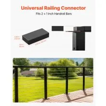 2 Pack Handrail Connectors Flat Extension Stair Railing Accessories POM