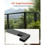 VEVOR 2 Pack Corner Connectors for Handrail, Extension Stair Railing Accessories, POM Hand Rail Connector Fittings for Rectangular Cable Railing, Deck Cable Rail System Outdoor, Matte Black, HT-05