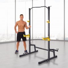 VEVOR Squat Stand Power Rack, Multi-Functional Power Rack with Pull up Bar, Hook, and Weight Plate Storage Attachment, Adjustable Power Rack Cage, Steel Exercise Squat Stand for Home Gym Equipment
