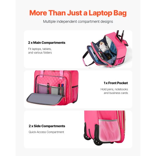 Pink Rolling Computer Bag For 17 Inch Laptop VEVOR Office Luggage On Wheels Inch Laptop Bag Pink Rolling Computer Bag For 17 Inch Laptop VEVOR Office Luggage On Wheels Inch Laptop Bag