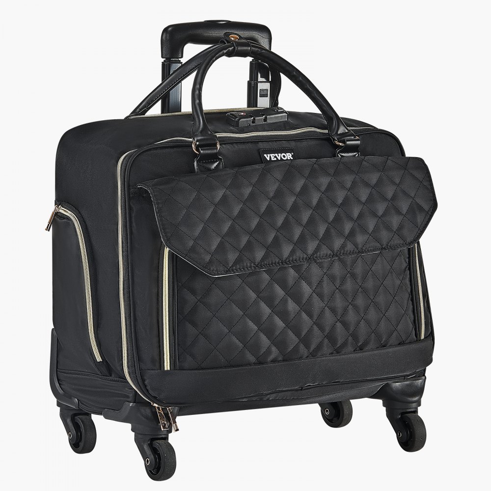 VEVOR Rolling Laptop Bag 17,3 inch / 43,9 cm Wheeled Computer Bag for Women Men Black Gold