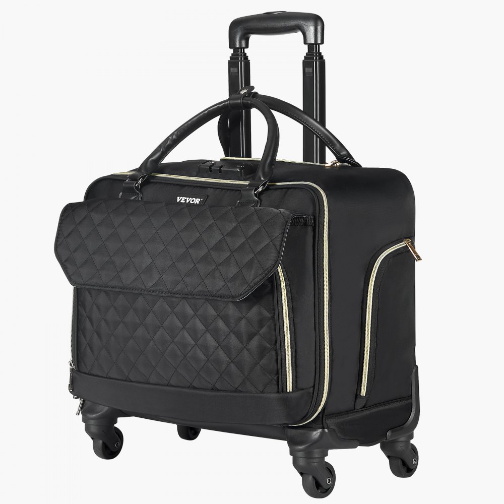 VEVOR Rolling Laptop Bag 17,3 inch / 43,9 cm Wheeled Computer Bag for Women Men Black Gold