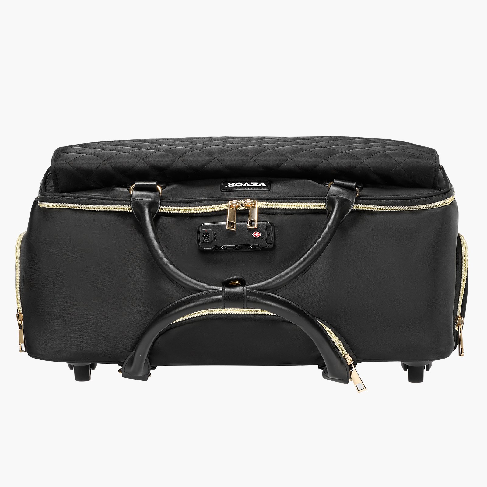 VEVOR Rolling Laptop Bag 17,3 inch / 43,9 cm Wheeled Computer Bag for Women Men Black Gold