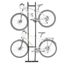 VEVOR Bike Stand for 2 Bikes, Freestanding Vertical Bike Storage Rack, with Height-Adjustable Hooks, Heavy-Duty Carbon Steel Standing Bicycle Floor Stand, Ideal for Garage, Apartment, Home, Black
