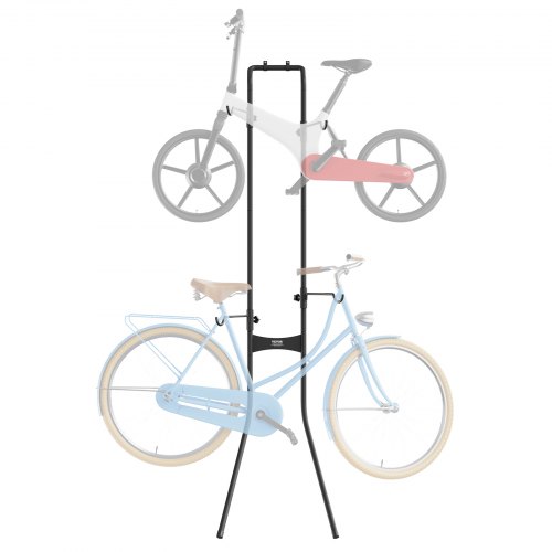 VEVOR 2 Bike Storage Rack, Free Standing Gravity Wall Vertical Bike Rack, Fully Adjustable Bike Rack Garage, Sturdy Steel & Easy Assemble, for Garage, Living Room, Shed, Holds Up to 40.8KG Black