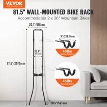 VEVOR 2 Bike Storage Rack, Free Standing Gravity Wall Vertical Bike Rack, Fully Adjustable Bike Rack Garage, Sturdy Steel & Easy Assemble, for Garage, Living Room, Shed, Holds Up to 90 lbs Black