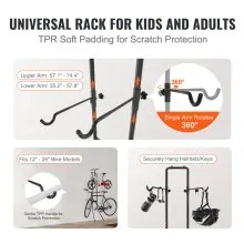 VEVOR 2 Bike Storage Rack, Free Standing Gravity Wall Vertical Bike Rack, Fully Adjustable Bike Rack Garage, Sturdy Steel & Easy Assemble, for Garage, Living Room, Shed, Holds Up to 90 lbs Black