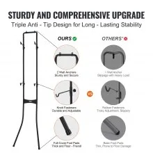 VEVOR 2 Bike Storage Rack, Free Standing Gravity Wall Vertical Bike Rack, Fully Adjustable Bike Rack Garage, Sturdy Steel & Easy Assemble, for Garage, Living Room, Shed, Holds Up to 90 lbs Black