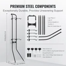 VEVOR 2 Bike Storage Rack, Free Standing Gravity Wall Vertical Bike Rack, Fully Adjustable Bike Rack Garage, Sturdy Steel & Easy Assemble, for Garage, Living Room, Shed, Holds Up to 90 lbs Black