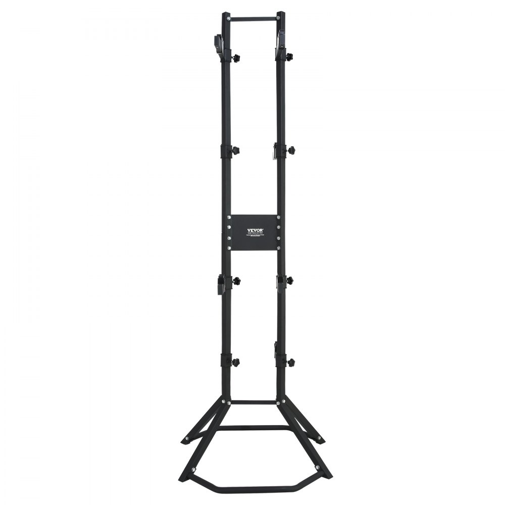VEVOR 4 Bike Storage Rack, Free Standing Gravity Wall Vertical Bike Rack, Fully Adjustable Bike Rack Garage, Sturdy Steel & Easy Assemble, for Garage, Living Room, Shed, Holds Up to 118KG Black
