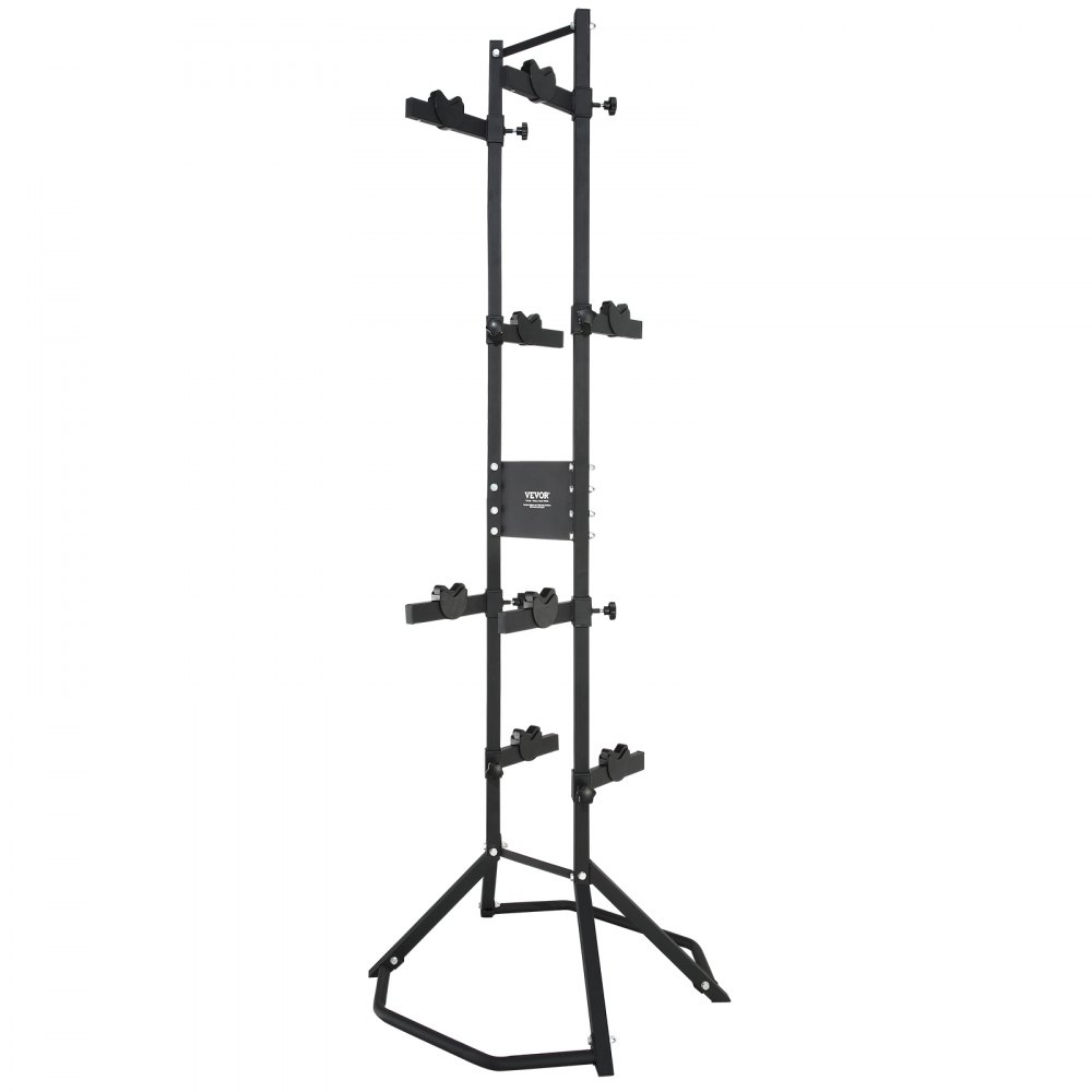 VEVOR 4 Bike Storage Rack, Free Standing Gravity Wall Vertical Bike Rack, Fully Adjustable Bike Rack Garage, Sturdy Steel & Easy Assemble, for Garage, Living Room, Shed, Holds Up to 260 lbs Black