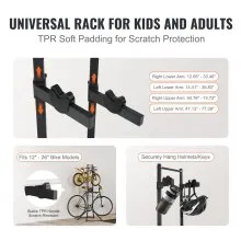 VEVOR 4 Bike Storage Rack, Free Standing Gravity Wall Vertical Bike Rack, Fully Adjustable Bike Rack Garage, Sturdy Steel & Easy Assemble, for Garage, Living Room, Shed, Holds Up to 260 lbs Black