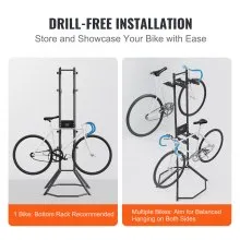 VEVOR 4 Bike Storage Rack, Free Standing Gravity Wall Vertical Bike Rack, Fully Adjustable Bike Rack Garage, Sturdy Steel & Easy Assemble, for Garage, Living Room, Shed, Holds Up to 260 lbs Black