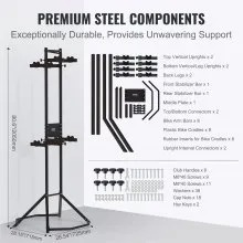 VEVOR 4 Bike Storage Rack, Free Standing Gravity Wall Vertical Bike Rack, Fully Adjustable Bike Rack Garage, Sturdy Steel & Easy Assemble, for Garage, Living Room, Shed, Holds Up to 260 lbs Black