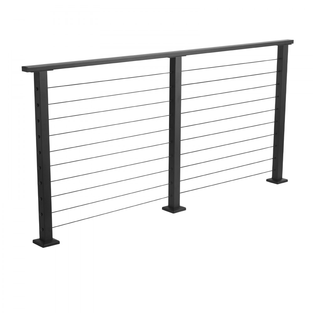 VEVOR 6.5 ft Complete Cable Railing Kit with Post, 36 inch Tall Matte Black Stainless Steel Handrail Cuttable for Outdoor/Indoor Steps, Level Hole Drilled Railing Posts System for Stairs,Deck,Balcony