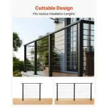 6.5ft Complete Cable Railing Kit with Post Matte Black Stainless Steel