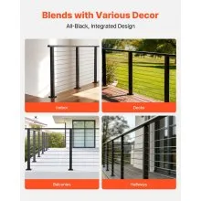 6.5ft Complete Cable Railing Kit with Post Matte Black Stainless Steel