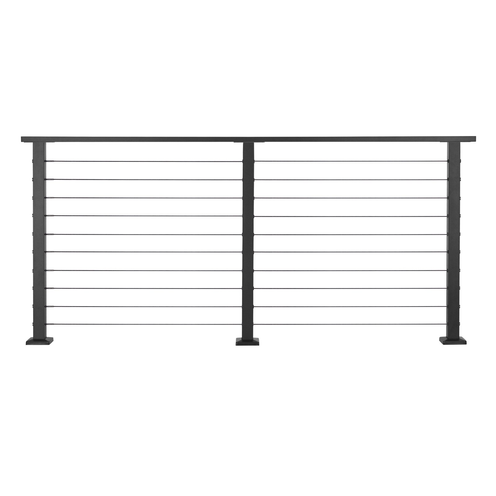 VEVOR 6.5 ft Complete Cable Railing Kit with Post, 36 inch Tall Matte Black Stainless Steel Handrail Cuttable for Outdoor/Indoor Steps, Level Hole Drilled Railing Posts System for Stairs,Deck,Balcony
