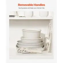 17 Piece Pots and Pans Set Granite Nonstick Kitchen Cookware Induction White