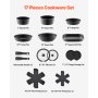 17 Piece Pots and Pans Set Granite Nonstick Kitchen Cookware Induction Black