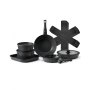 17 Piece Pots and Pans Set Granite Nonstick Kitchen Cookware Induction Black