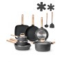 VEVOR 19 Piece Pots and Pans Set Granite Nonstick Kitchen Cookware Black