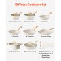 VEVOR 19 Piece Pots and Pans Set Granite Nonstick Kitchen Cookware White