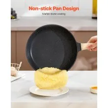 17 Piece Pots and Pans Set Granite Nonstick Kitchen Cookware Induction Black