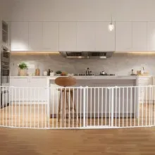 Baby Gate 192 Inch Extra Wide 28 Inch High 8-Panel Foldable Dog Gate White