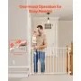VEVOR Baby Gate, 29.5-43 Inches Adjustable Width, 28 Inches High Dog Gate, No Threshold Bar, Easy Step Walk Thru, for Child Pet Security, with Screws, One-Hand Open, for Stairs and Doorways, White