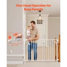 Baby Gate 29.5-43 Inches Adjustable Width 28 Inches High Dog Gate White