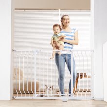 VEVOR Baby Gate, 749-1346 mm Extra Wide, 762 mm High, Dog Gate for Stairs Doorways and House, Easy Step Walk Thru Auto Close Child Gate Pet Security Gate with Pressure Mount and Wall Mount Kit, White
