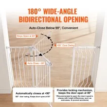 VEVOR Baby Gate, 29.5"-53" Extra Wide, 30" High, Dog Gate for Stairs Doorways and House, Easy Step Walk Thru Auto Close Child Gate Pet Security Gate with Pressure Mount Kit and Wall Mount Kit, White