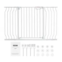 VEVOR Baby Gate, 29.5"-53" Extra Wide, 30" High, Dog Gate for Stairs Doorways and House, Easy Step Walk Thru Auto Close Child Gate Pet Security Gate with Pressure Mount Kit and Wall Mount Kit, White