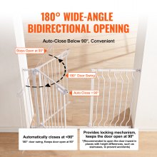 VEVOR Baby Gate, 29.5"-48.4" Extra Wide, 30" High, Dog Gate for Stairs Doorways and House, Easy Step Walk Thru Auto Close Child Gate Pet Security Gate with Pressure Mount Kit and Wall Mount Kit, White