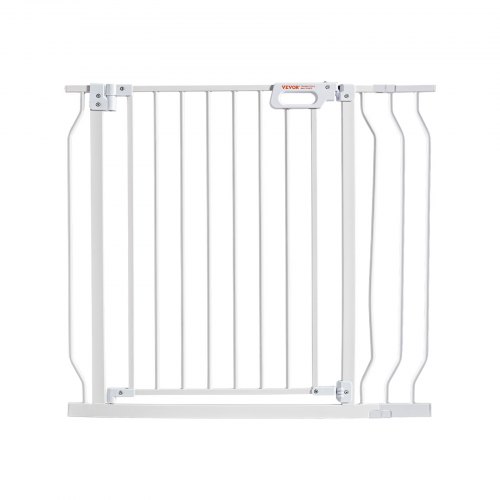 VEVOR Dog Gate, 29.5"-39" Extra Wide, 30" High, Stair Gate for Stairs Doorways and House, Easy Step Walk Thru Auto Close Gate Pet Security Gate with Pressure Mount Kit and Wall Mount Kit, White
