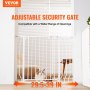 VEVOR Baby Gate, 29,5"-39" erittäin leveä, 30" korkea, koiran portti portaisiin oviin ja taloon, Easy Step Walk Thru Automaattinen lapsiportin turvaportti, jossa paineasennussarja ja seinäkiinnityssarja, valkoinen