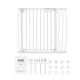 white VEVOR baby gate with installation hardware and manual included.