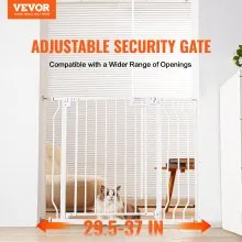 VEVOR Baby Gate, 29.5"-39" Extra Wide, 30" High, Dog Gate for Stairs Doorways and House, Easy Step Walk Thru Auto Close Child Gate Pet Security Gate with Pressure Mount Kit and Wall Mount Kit, White