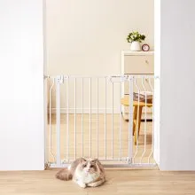 VEVOR Baby Gate, 29.5"-39" Extra Wide, 30" High, Dog Gate for Stairs Doorways and House, Easy Step Walk Thru Auto Close Child Gate Pet Security Gate with Pressure Mount Kit and Wall Mount Kit, White