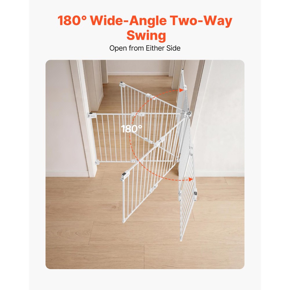 VEVOR Baby Gate for Stairs, 670-1080 mm Adjustable Width, 715 mm High Dog Gate, No Bottom Bar, One-Handed Operation, Easy Drilling Installation with Hardware Kit, for Stairs, Doorways, and House