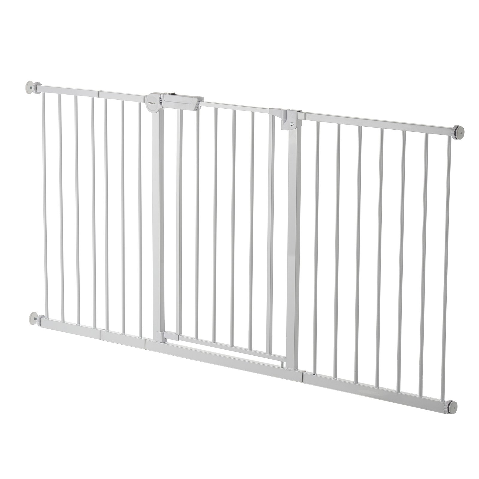 VEVOR Baby Gate, 60.6-63.3 Inches Adjustable Width, 30 Inches High Dog Gate, Easy Step Walk Thru, for Child Pet Security, Pressure Mount Kit, Wall Cups, One-Hand Open, for Stairs and Doorways, White