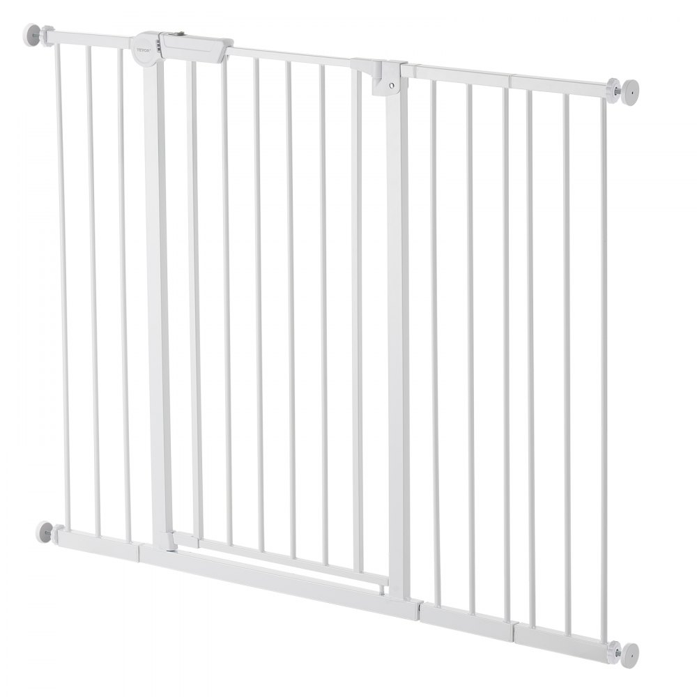 VEVOR Baby Gate, 26-48 Inches Adjustable Width, 36 Inches High Dog Gate, Easy Step Walk Thru, for Child Pet Security, Pressure Mount Kit, Wall Cups, One-Hand Open, for Stairs and Doorways, White