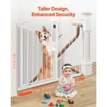 Baby Gate 26-40 Inches Adjustable Width 36 Inches High Dog Gate White