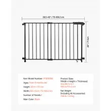Baby Gate 29.5-43 Inches Adjustable Width 28 Inches High Dog Gate Black