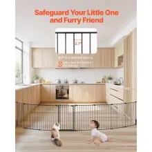 Baby Gate 192 Inch Extra Wide 28 Inch High 8-Panel Foldable Dog Gate Black