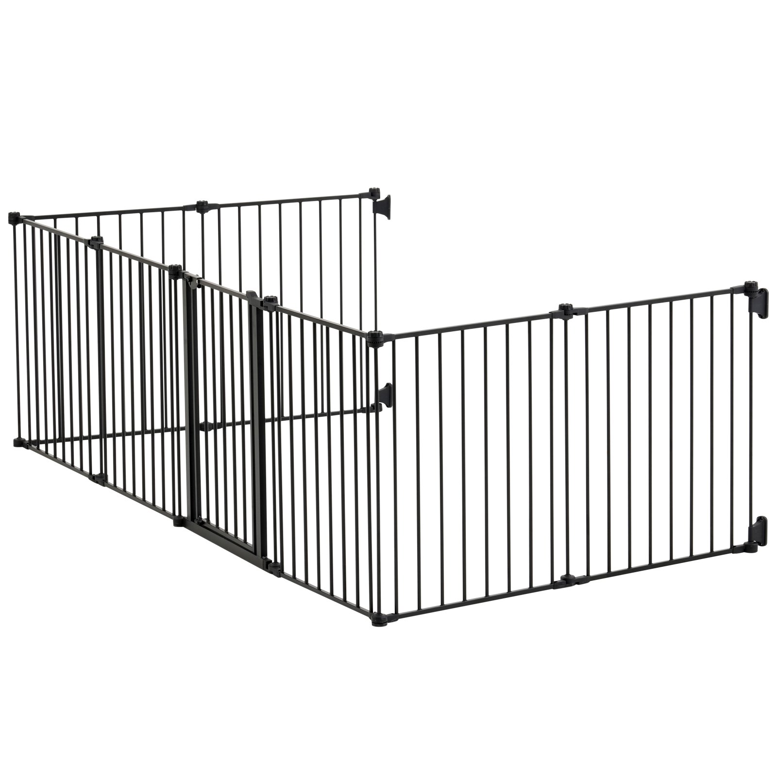 VEVOR Baby Gate, 192 Inches Extra Wide, 28 Inches High 8-Panel Foldable Dog Gate, for Child Pet Security, One-Hand Open, Install Between Two Walls or As a Fence, for Stairs and Doorways, Black
